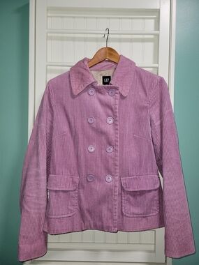 GAP Vintage 2004 Women's Double-Breasted Corduroy Jacket in Lavender Size Medium